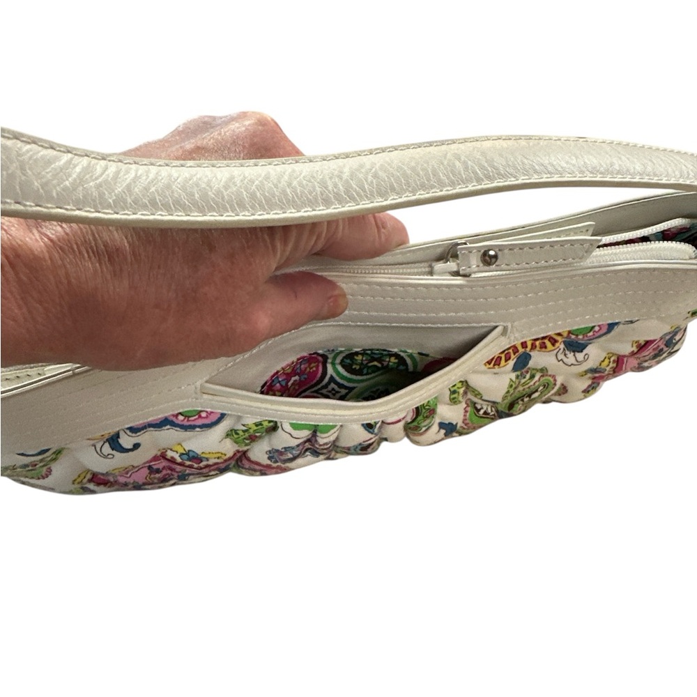 Vera Bradley Floral Paisley Leather Shoulder Bag Palm Beach Gardens Spring White - Picture 4 of 6